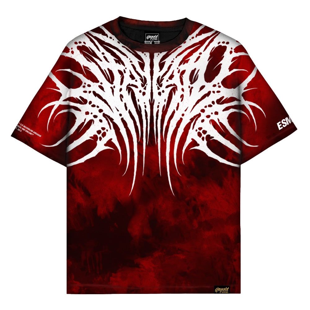 Necroblade (white) - Heavy Oversized T-Shirt Acid Red 250GSM
