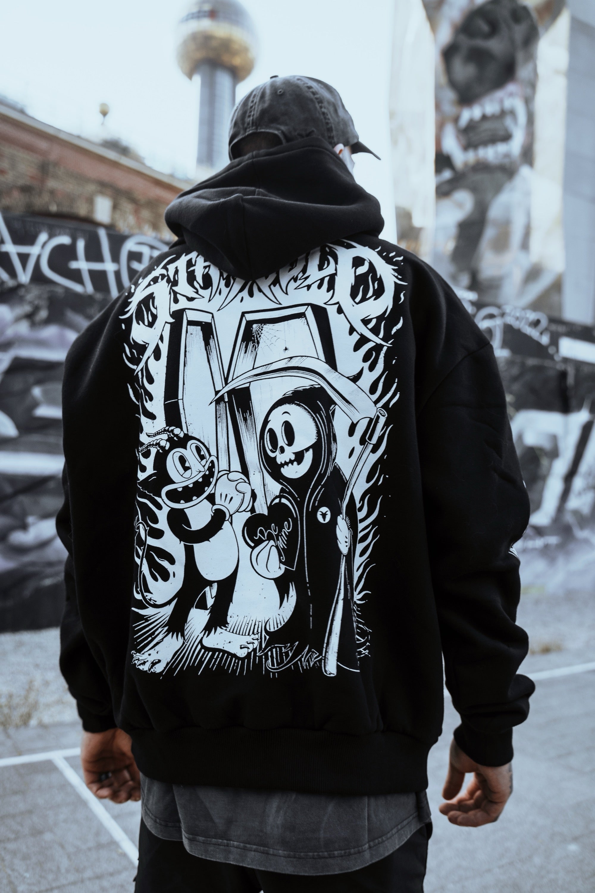 Black hoodie cool design sale