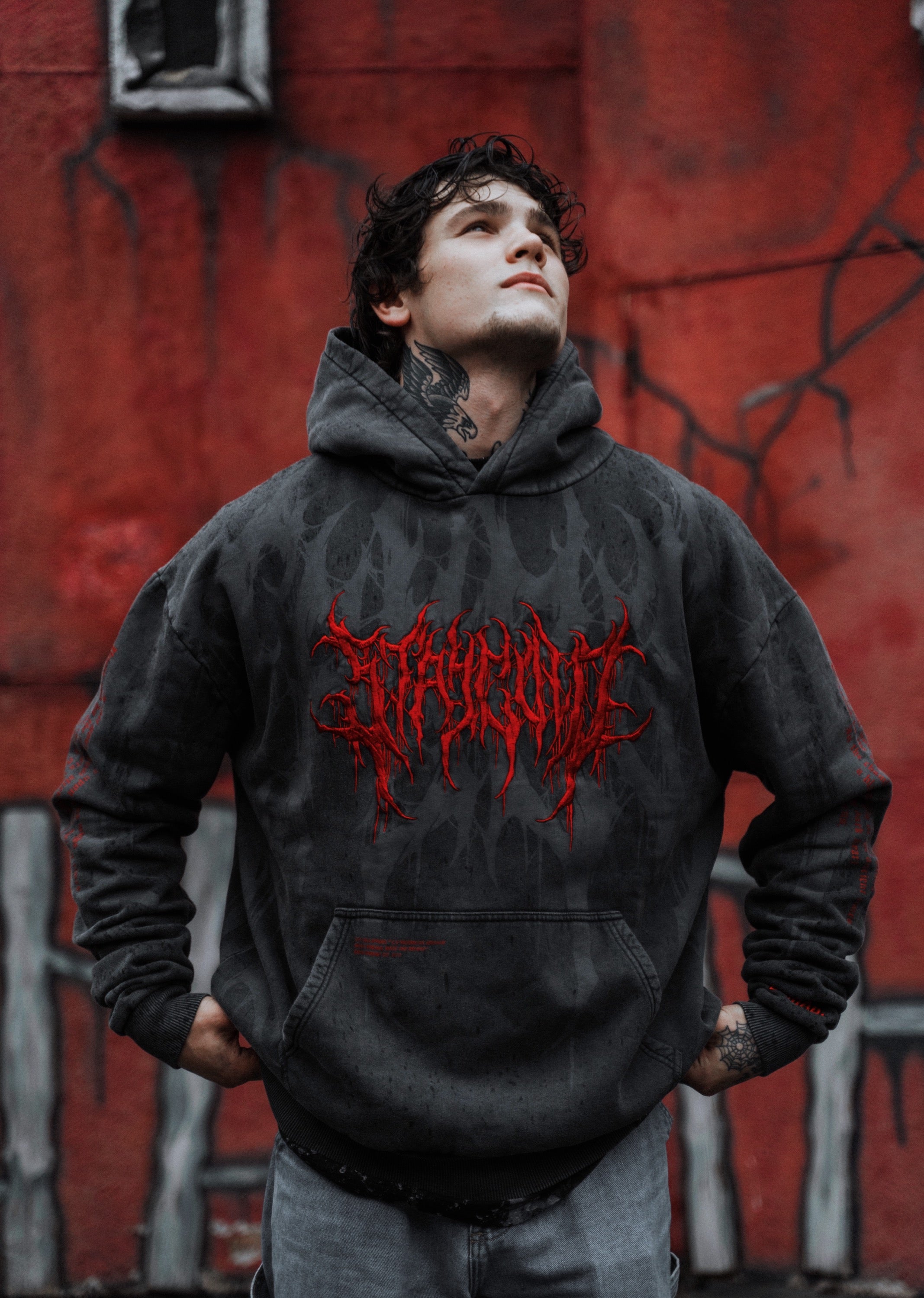 Bloodshot - Heavy Oversized Hoodie (Red Acid) 400GSM