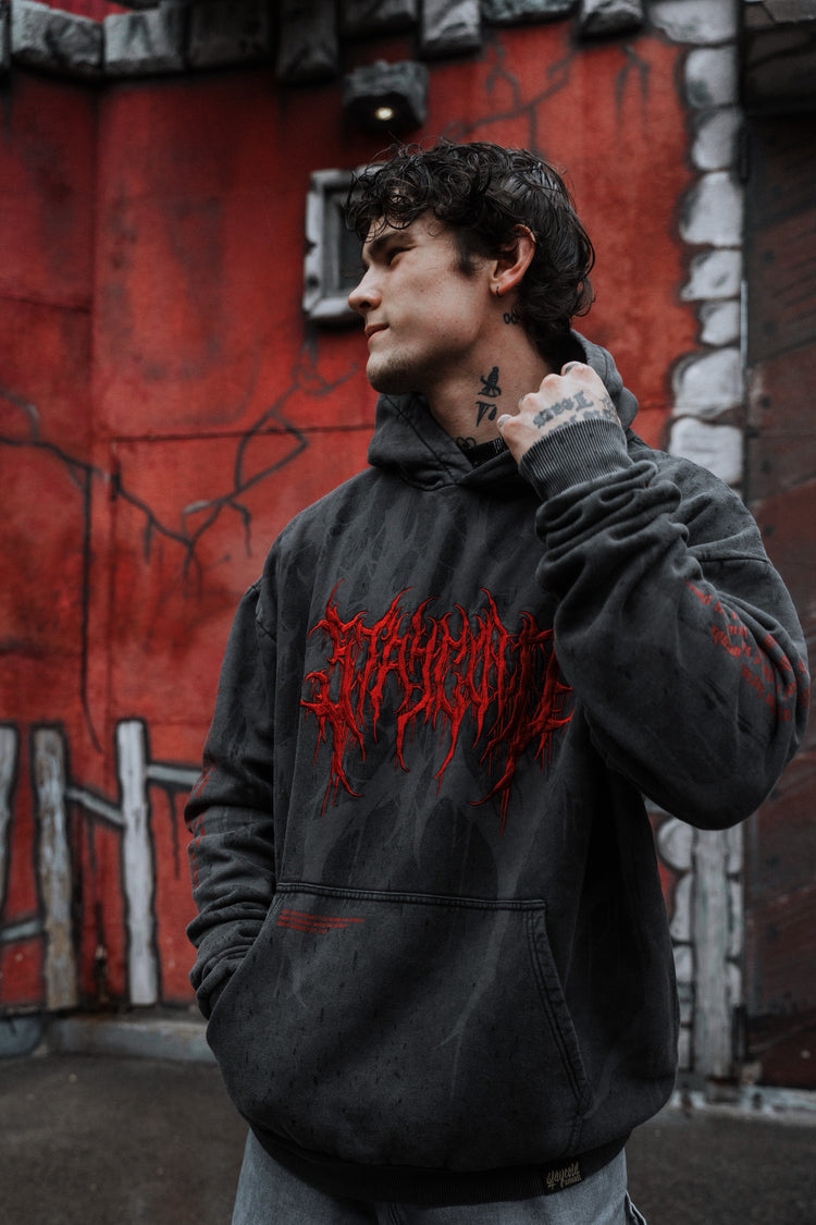 Bloodshot - Heavy Oversized Hoodie (Red Acid) 400GSM Image 4