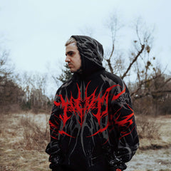 Eternal Conquest - Heavy Oversized Hoodie (Red) 400GSM Lifestyle Image