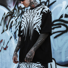 Necroblade (white) - Heavy Oversized T-Shirt black 250GSM Lifestyle Image