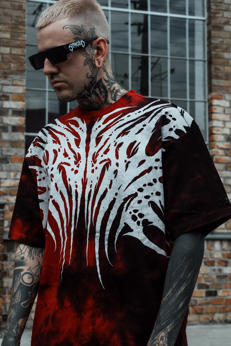 Necroblade (white) - Heavy Oversized T-Shirt Acid Red 250GSM Image 1