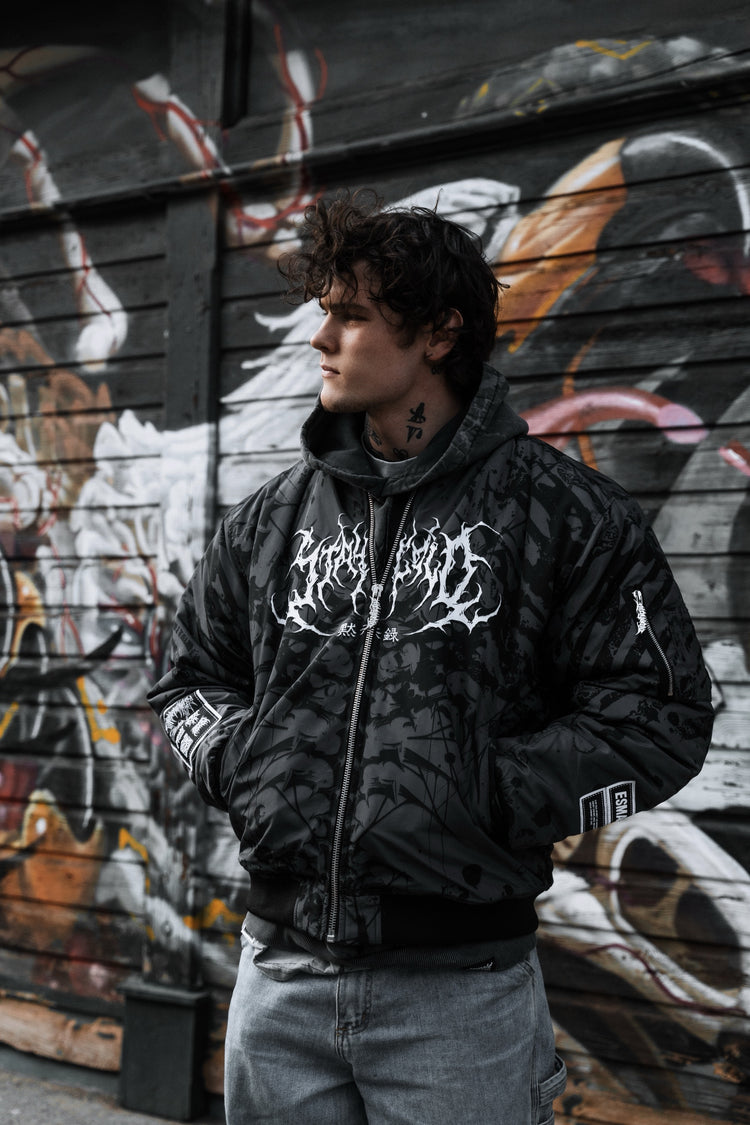 Nocturnal Lifelines - Bomber Jacket (Grey) Image 8