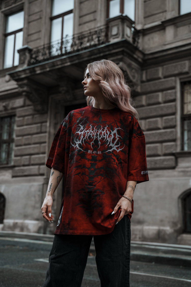 Nocturnal Lifelines - Heavy Oversized T-Shirt (Red Acid) 250GSM Image 1