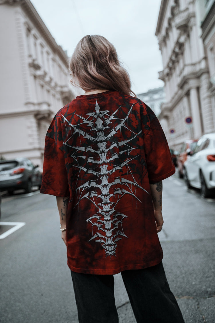 Nocturnal Lifelines - Heavy Oversized T-Shirt (Red Acid) 250GSM Image 3