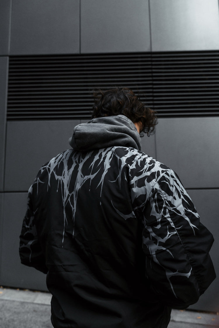 Reign Of Blood (grey) - Bomber Jacket (Acid Washed) Image 3