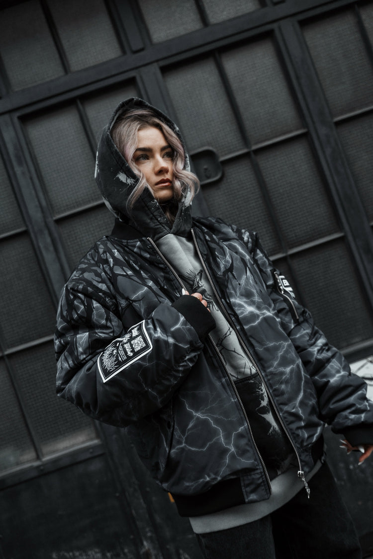 Reign Of Blood (black) - Bomber Jacket (Acid Washed Storm) Image 1