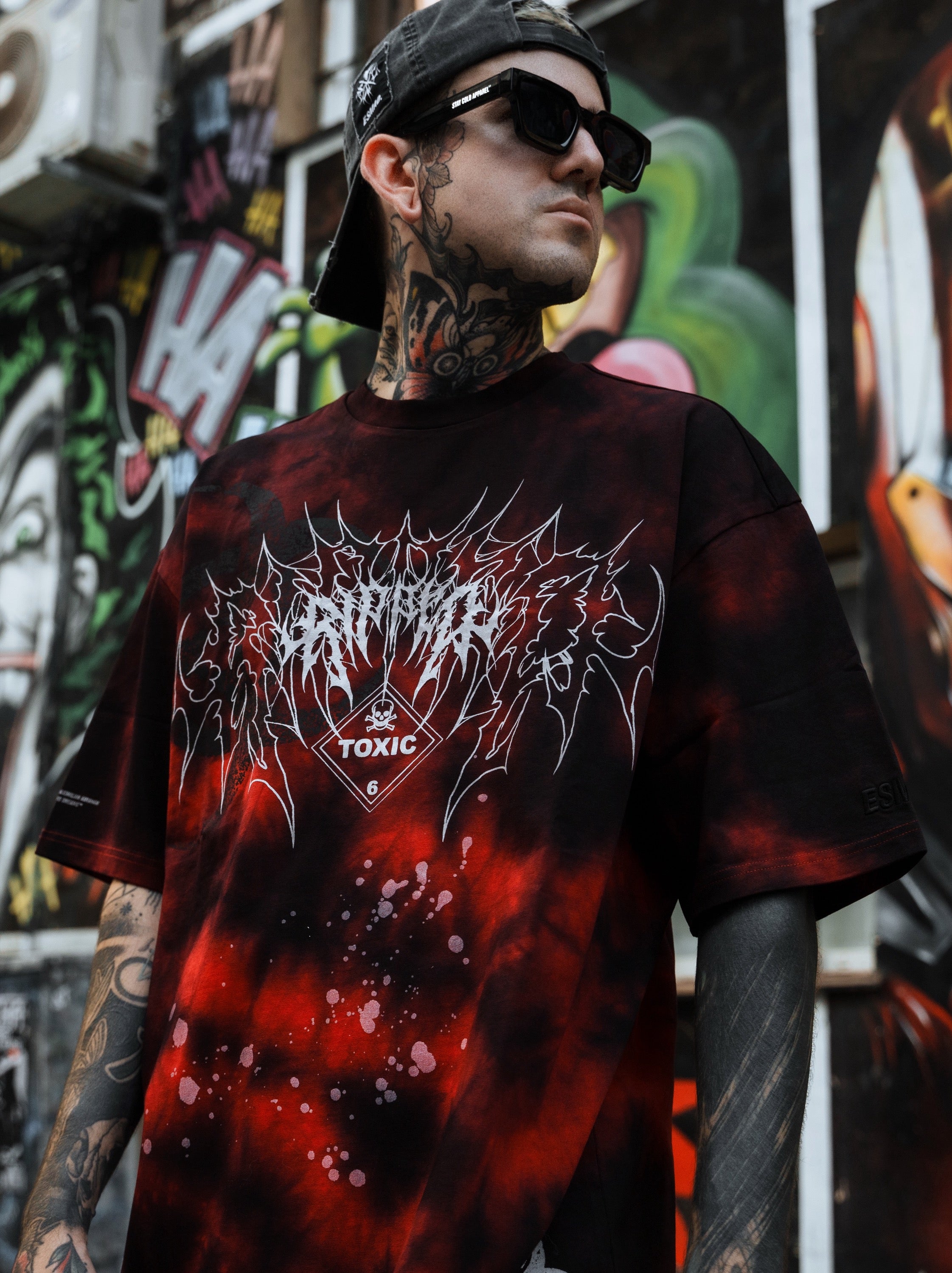 Ripped Soul - Heavy Oversized T-Shirt (Red Acid) 250GSM