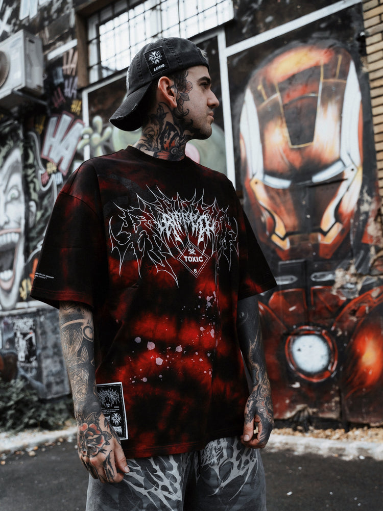 Ripped Soul - Heavy Oversized T-Shirt (Red Acid) 250GSM Image 4