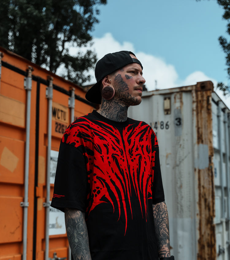 Necroblade (red) - Heavy Oversized T-Shirt black 250GSM Image 1