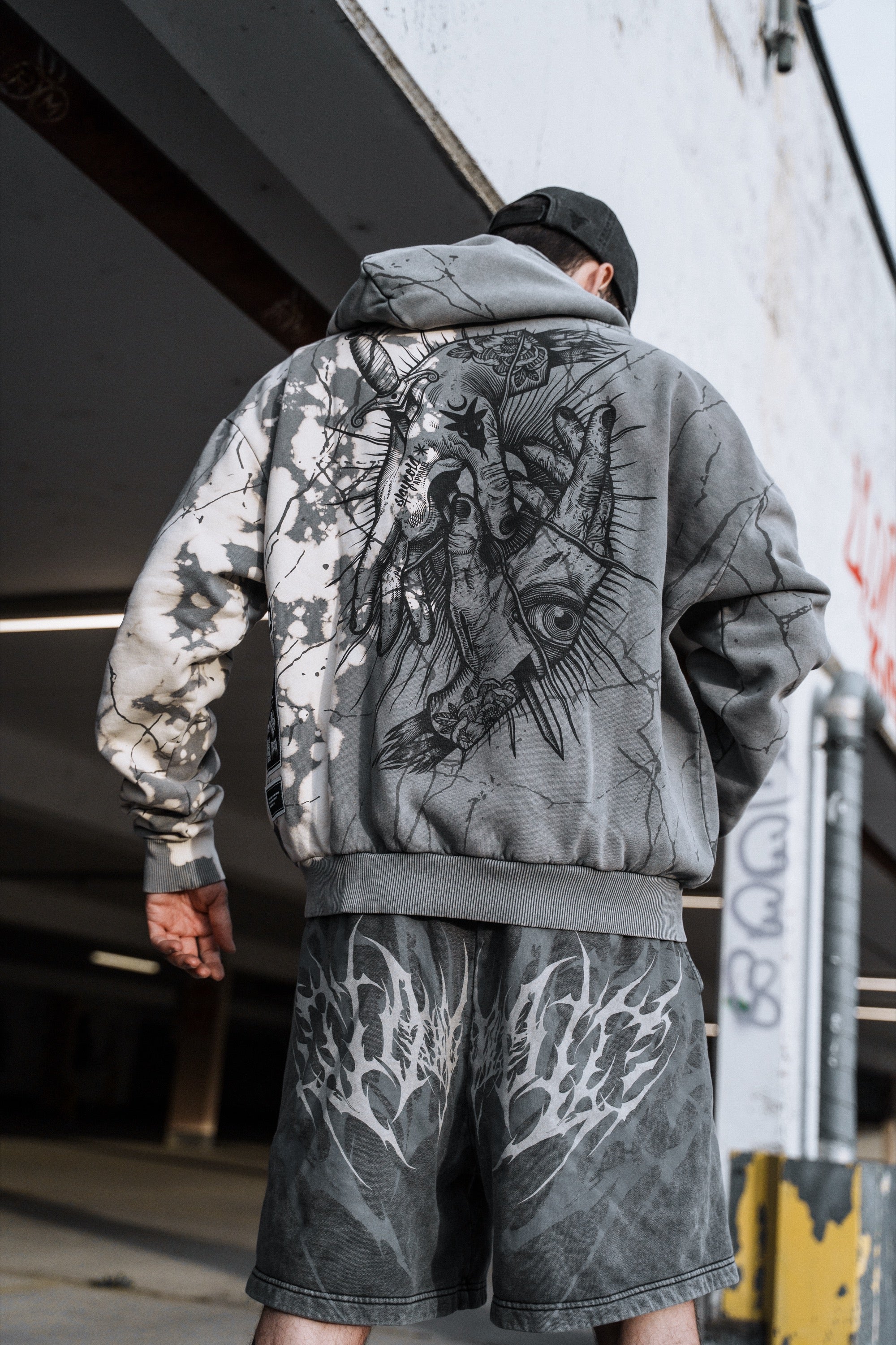 Think Twice - Heavy Oversized Hoodie (Bleach Splatter) 400GSM